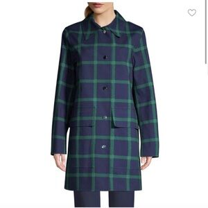 Lafayette 148 New York McKinleigh Blue & Kelly Green Plaid Coat Size S